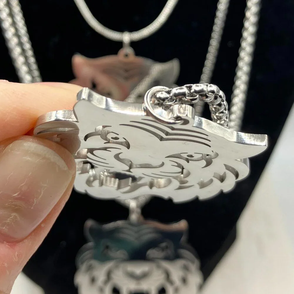 Stainless Steel Tiger Pendant Necklace Laser Cut Pendant + Choice of Chain